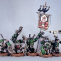 Nobz Mob Biglug's retinue, assembled from various 40K and WHFB Warboss models, and one Ogryn.