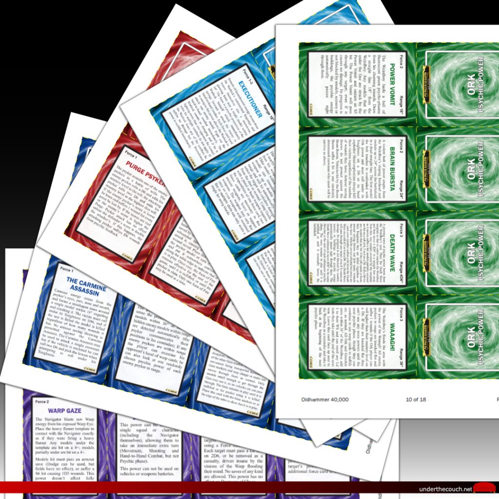 Oldhammer 40,000 Psychic Power Deck